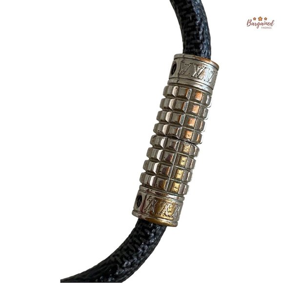 Authentic Louis Vuitton Black Damier Graphite Canvas Digit Silver Tone Bracelet - Picture 2 of 10